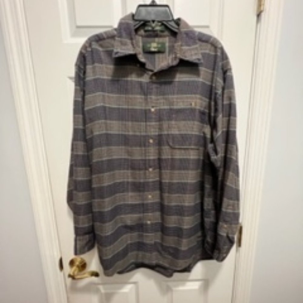 Orvis large 100% cotton button down plaid shirt
